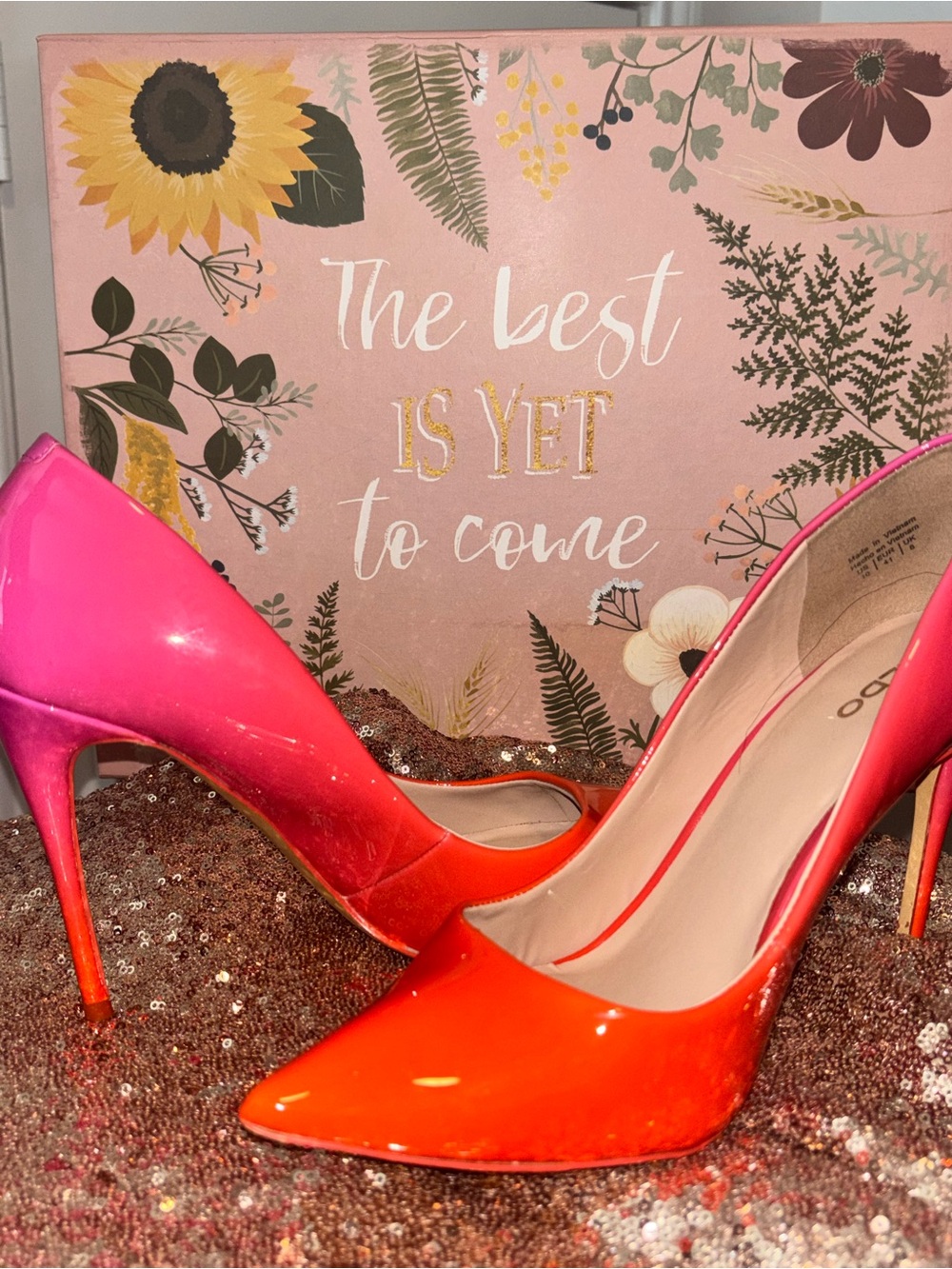 ALDO Pink to Orange Ombre Stiletto Pumps - Picture 2 of 5